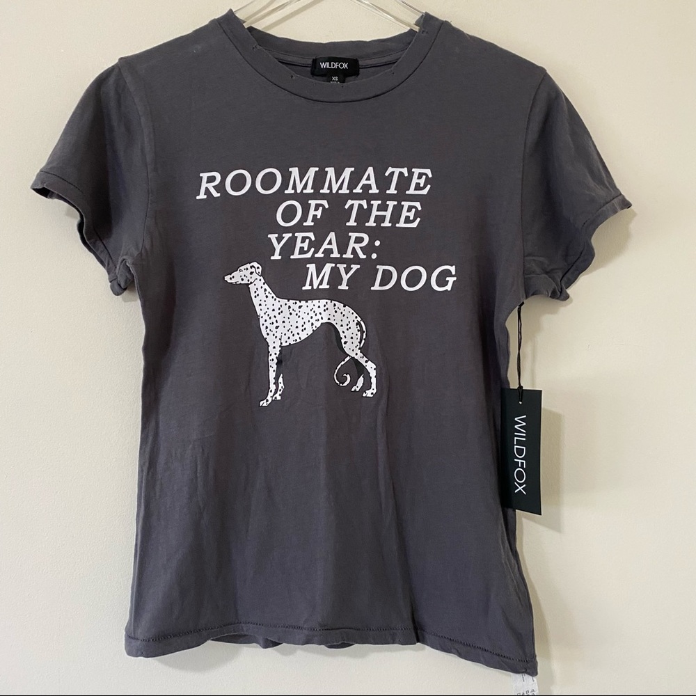 WILDFOX Roommate Dog Keke Graphic Tee Gray Size X-Small NWT